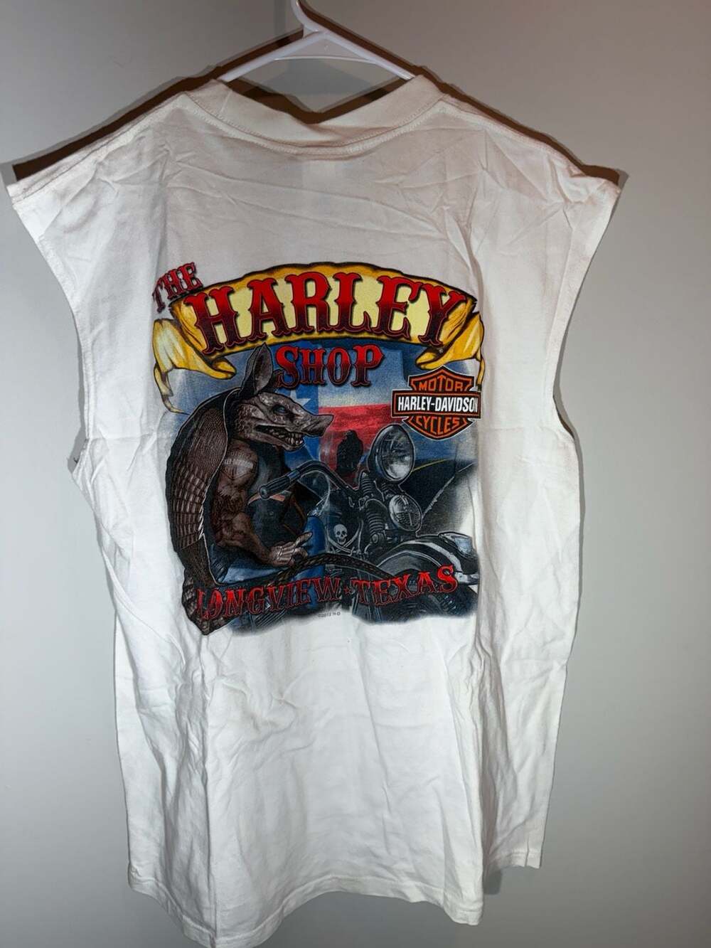 Harley Davidson 2012 Longview Texas Armadillo Biker Muscle Sleeveless T-Shirt